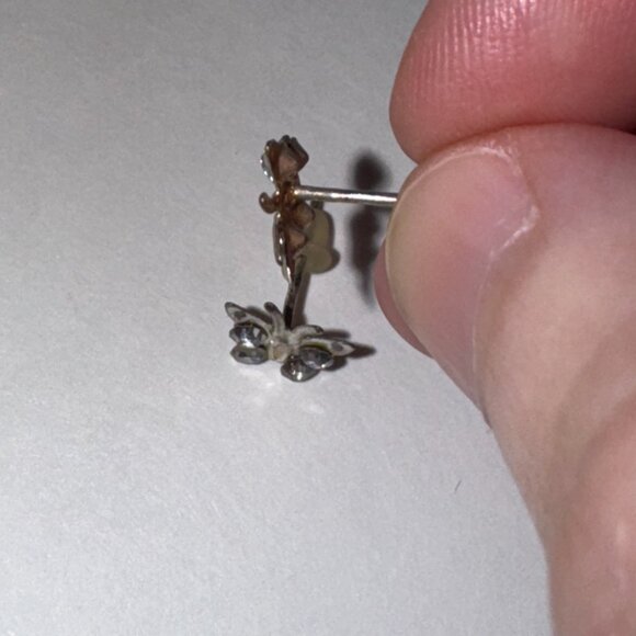 8.52mm Clear Butterfly Cz And Sterling Post Earrings - Picture 13 of 15